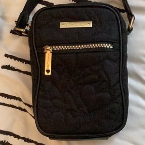 Betsey Johnson heart quilted black crossbody bag